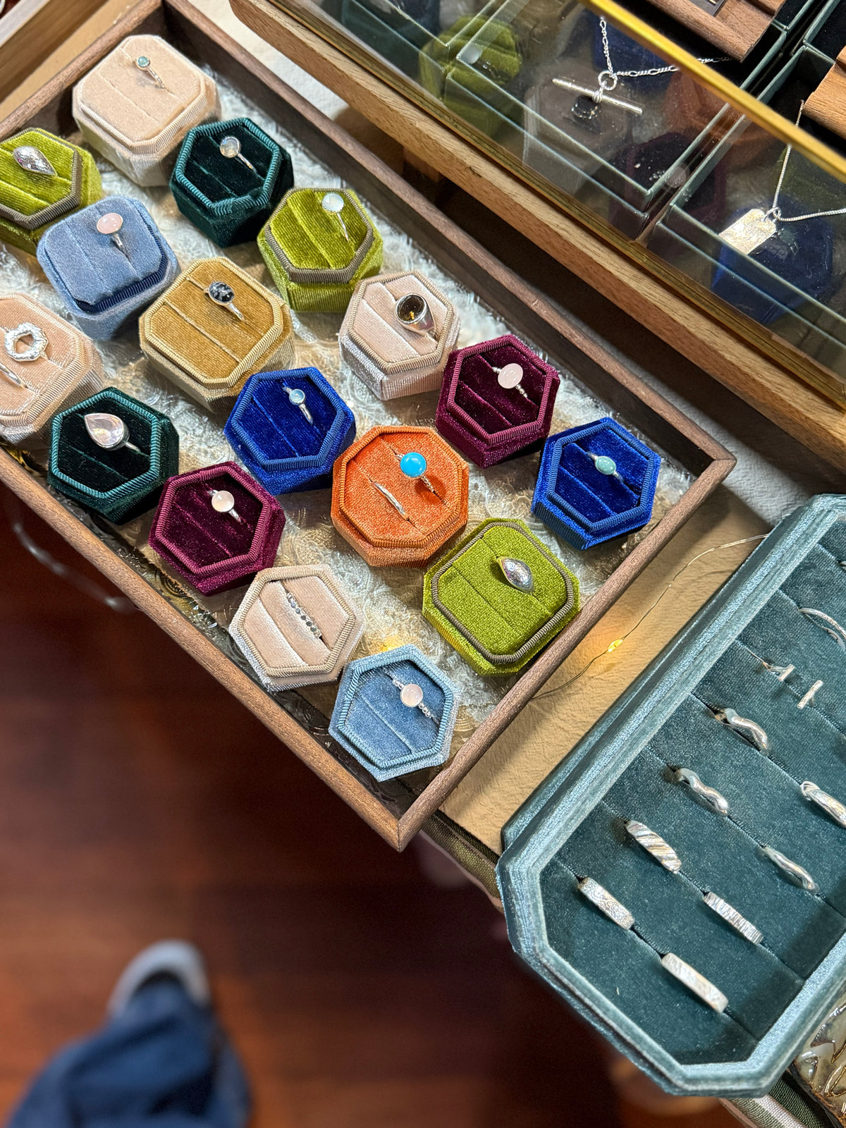 Multiple gemstone and sterling silver rings handcrafted in Lincolnshire