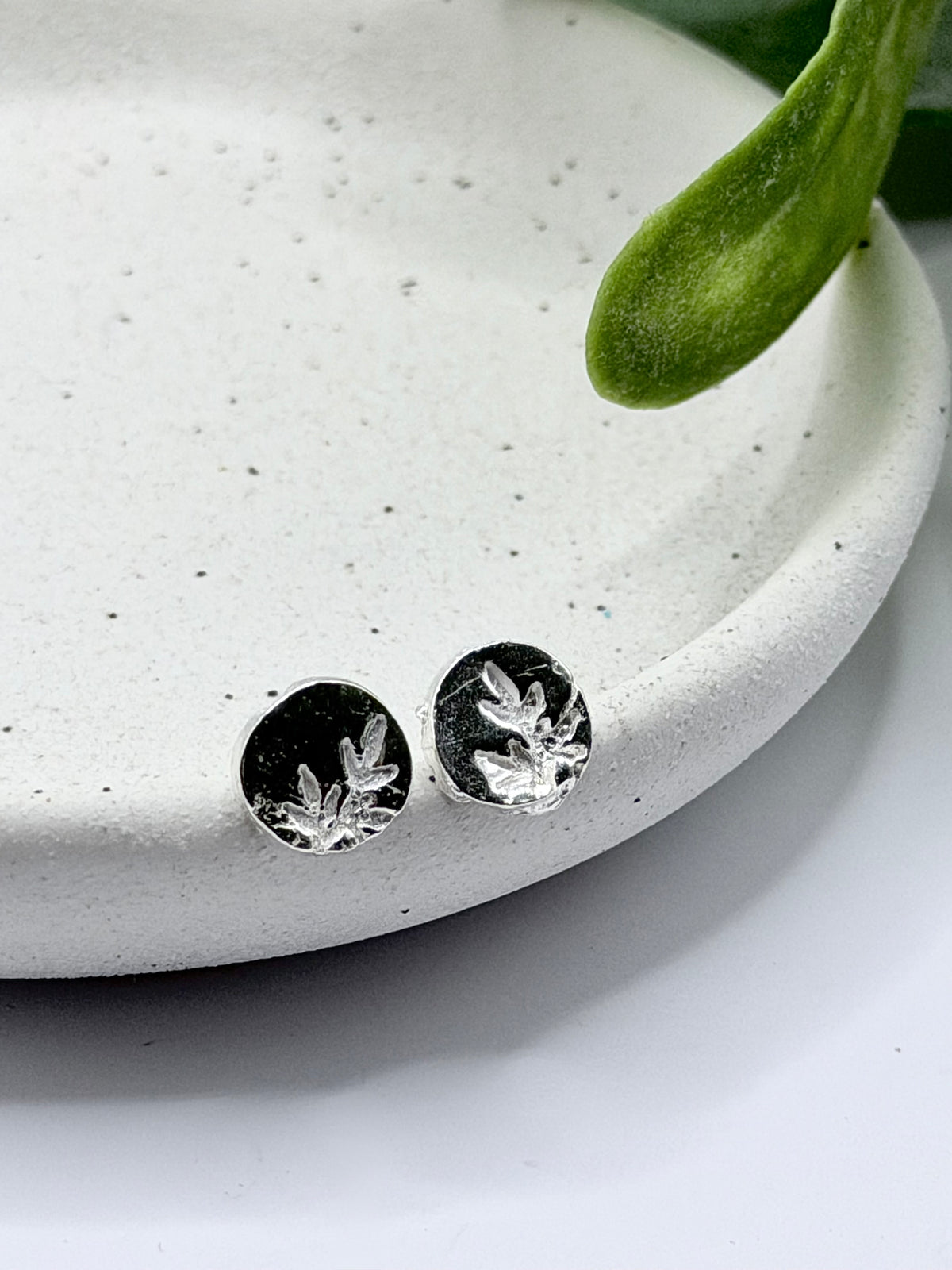 Sterling Silver Botanical Stud Earrings