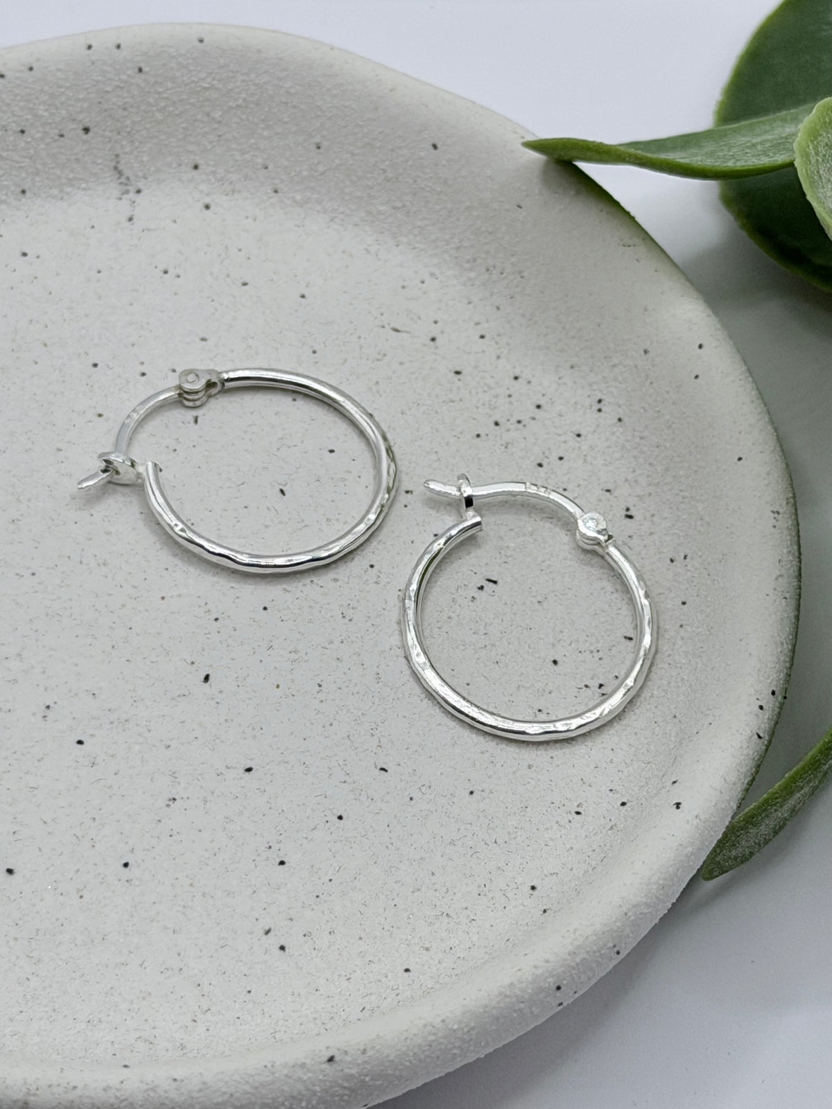 Sterling Silver Midi Organic Hoop Earrings