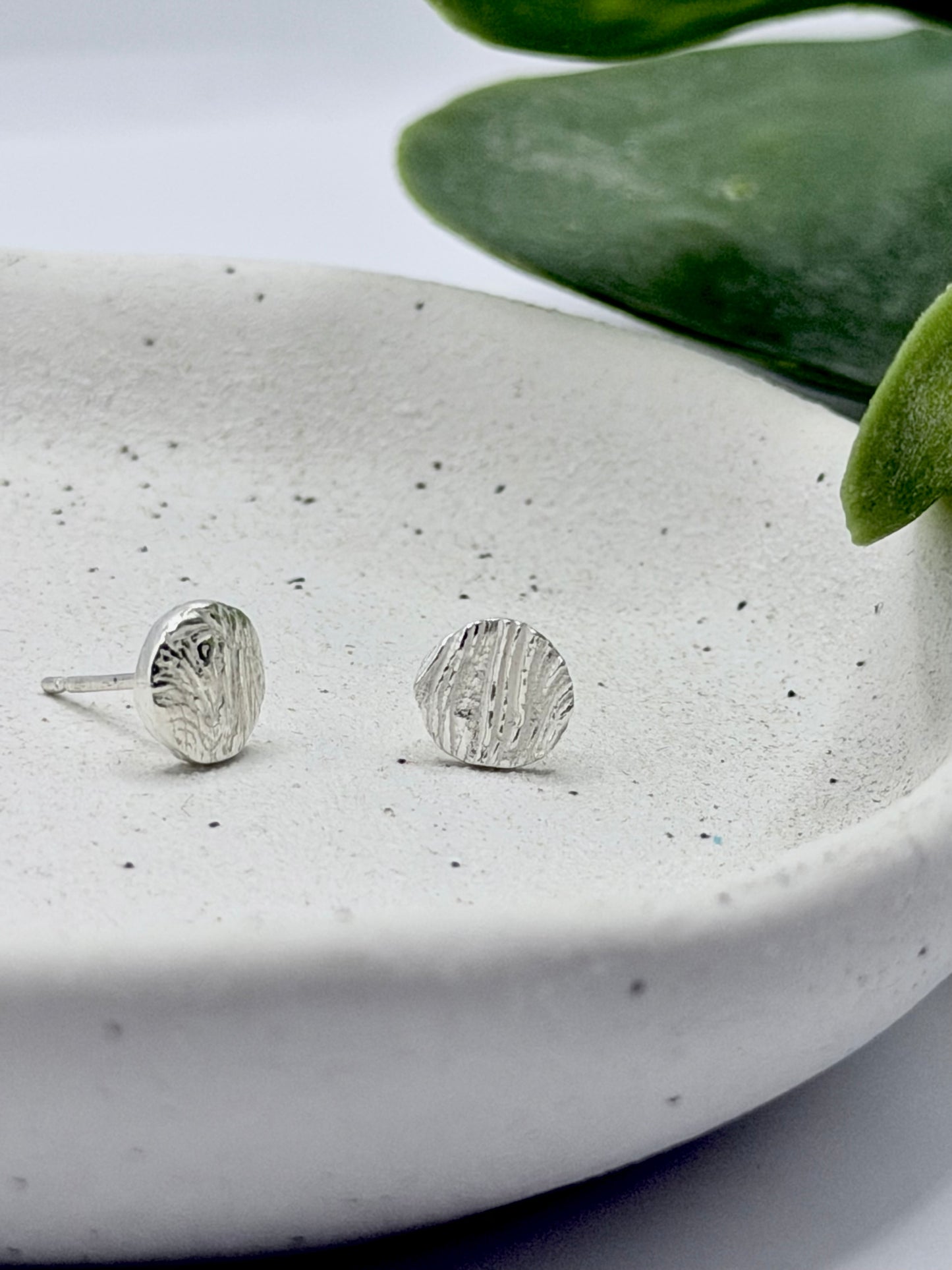 Sterling Silver Bark Stud Earrings