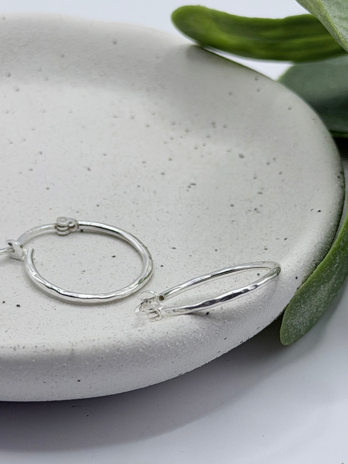 Sterling Silver Midi Organic Hoop Earrings