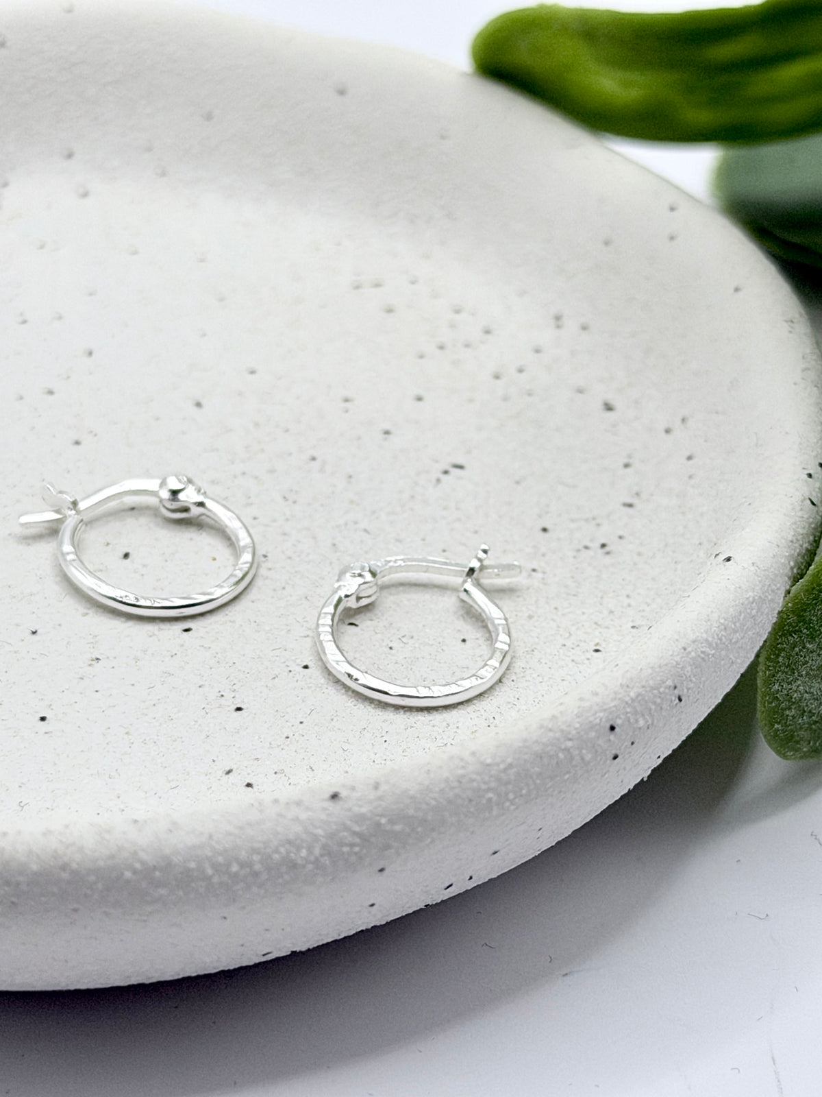 Sterling Silver Mini Organic Hoop Earrings