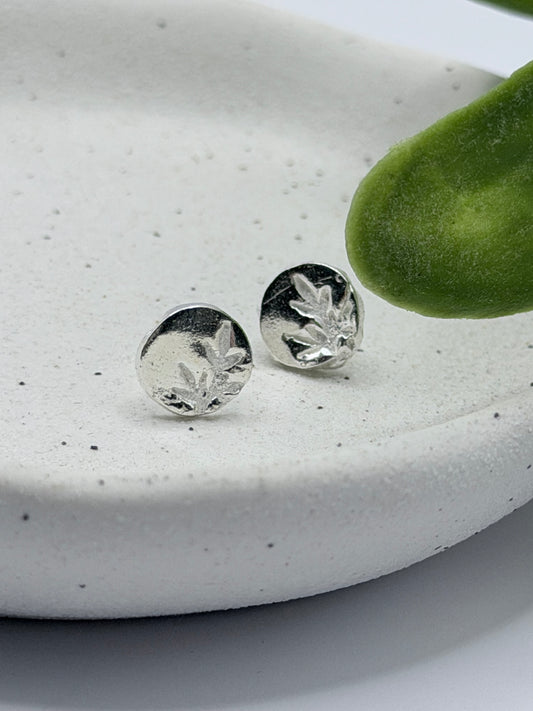 Sterling Silver Botanical Stud Earrings