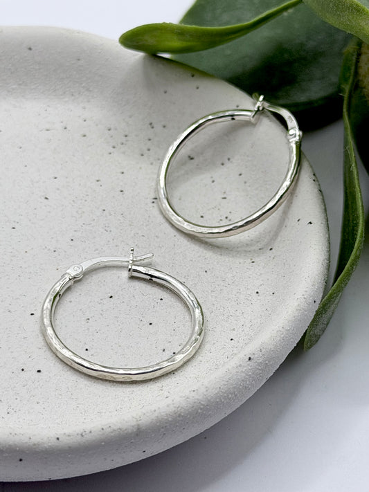 Sterling Silver Maxi Organic Hoop Earrings