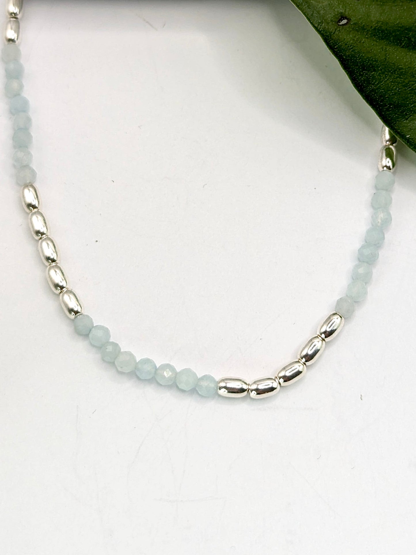 Sterling Silver Aqua Chalcedony Choker