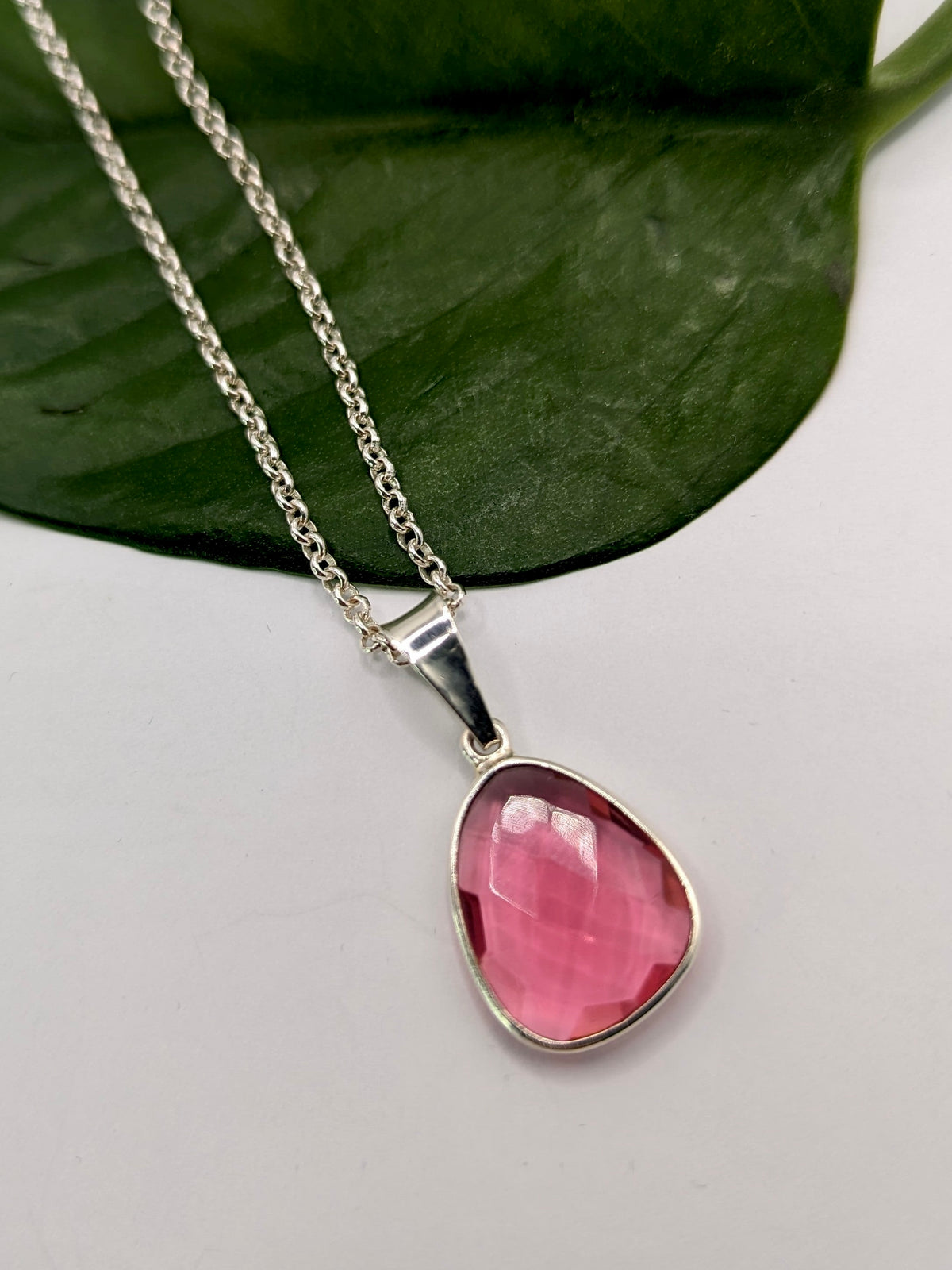 Sterling Silver Pink Tourmaline Necklace