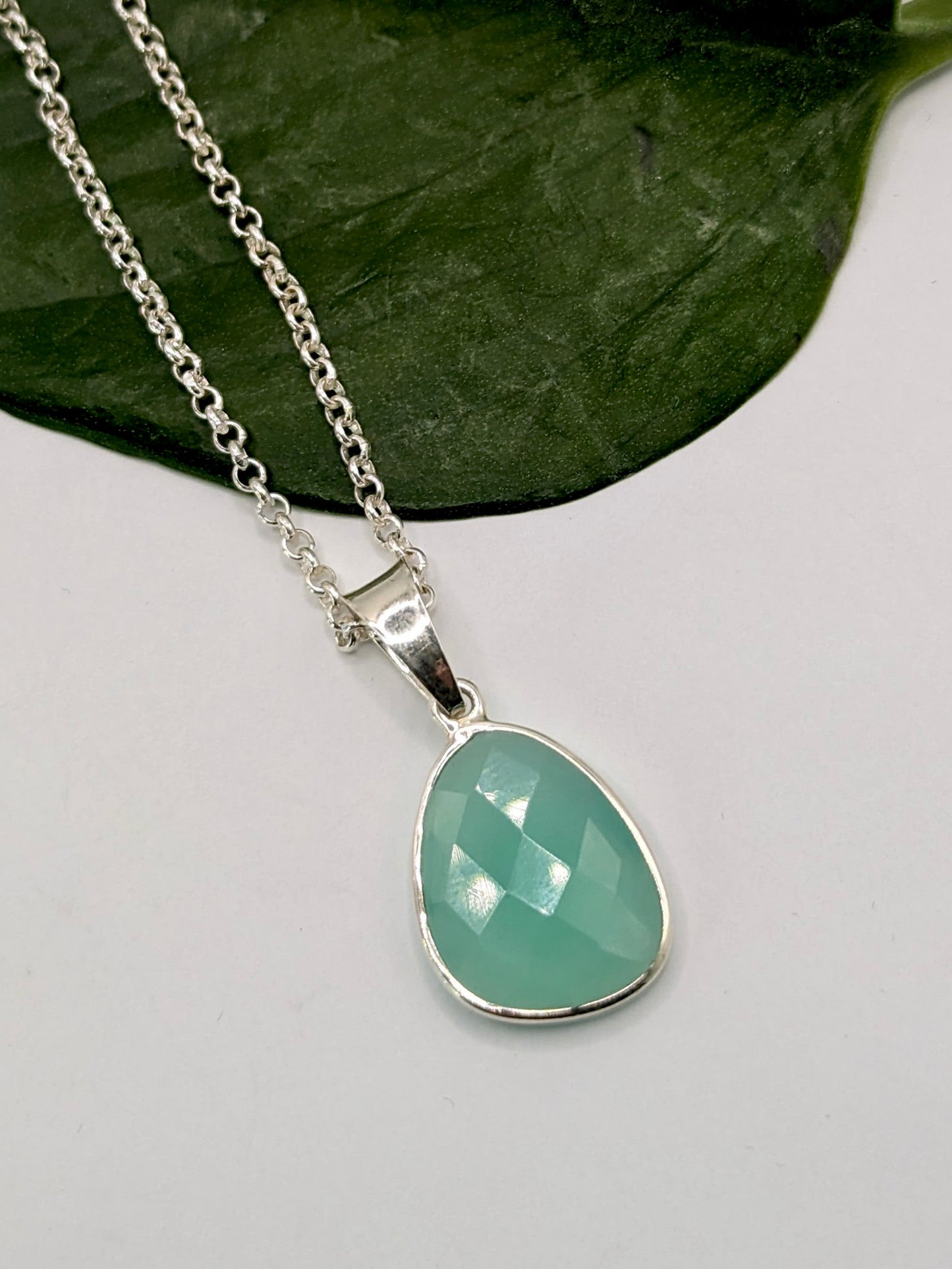 Sterling Silver Aqua Chalcedony Necklace