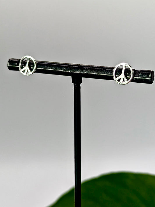 Sterling Silver Peace Stud Earrings