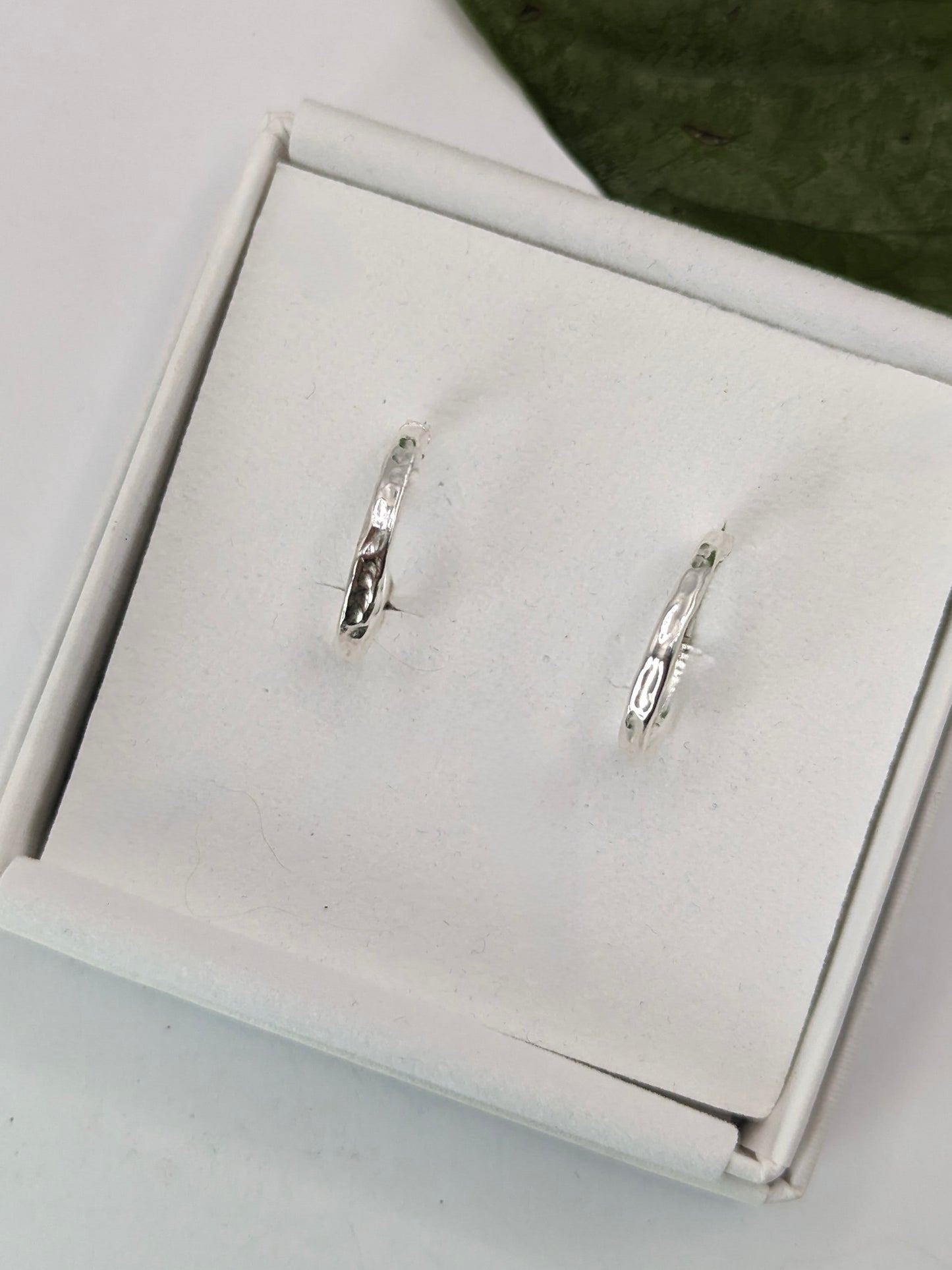 Sterling Silver Mini Organic Hoop Earrings