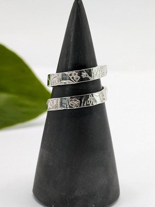 Sterling Silver Wildflower Wrap Ring