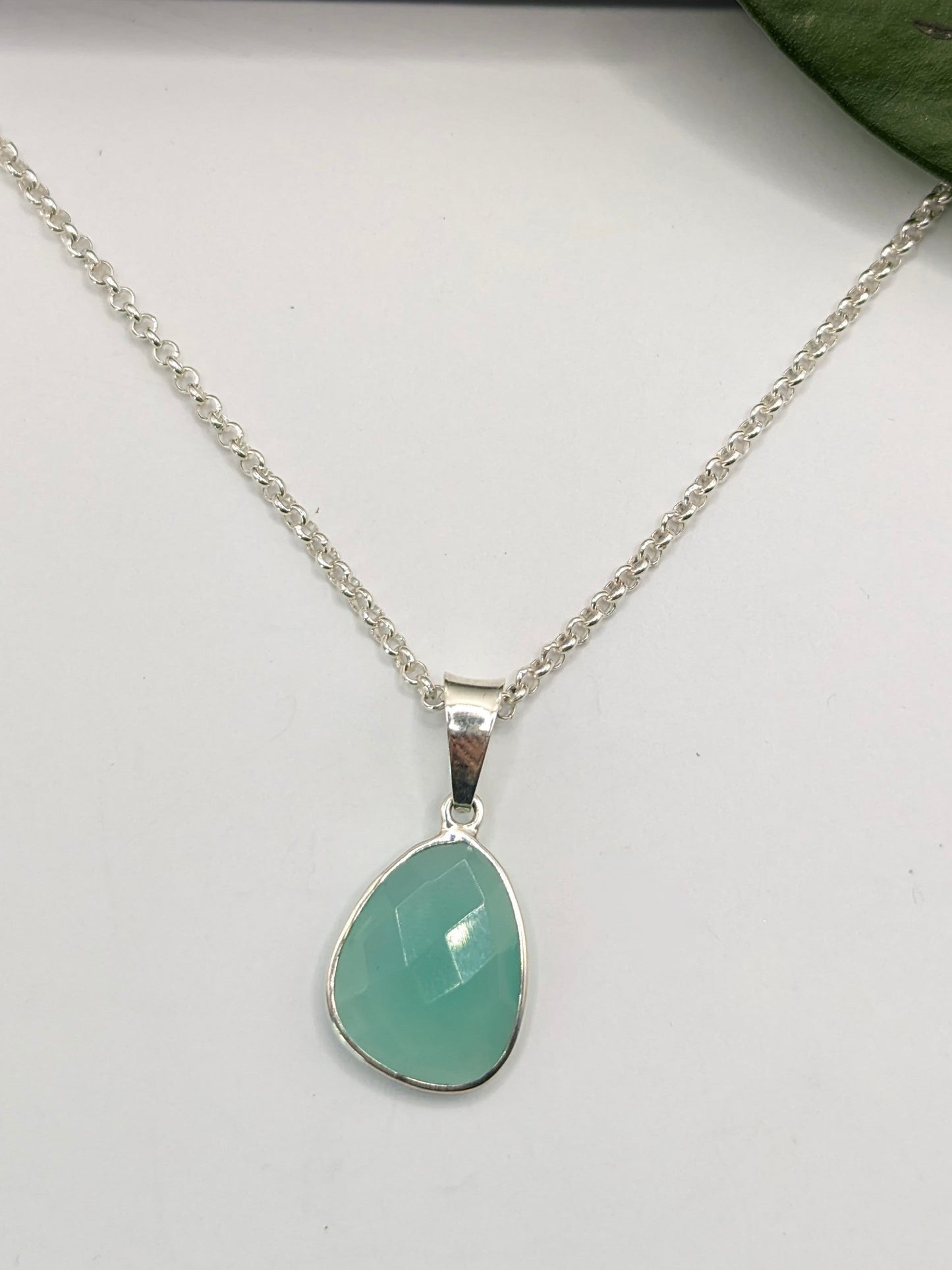 Sterling Silver Aqua Chalcedony Necklace