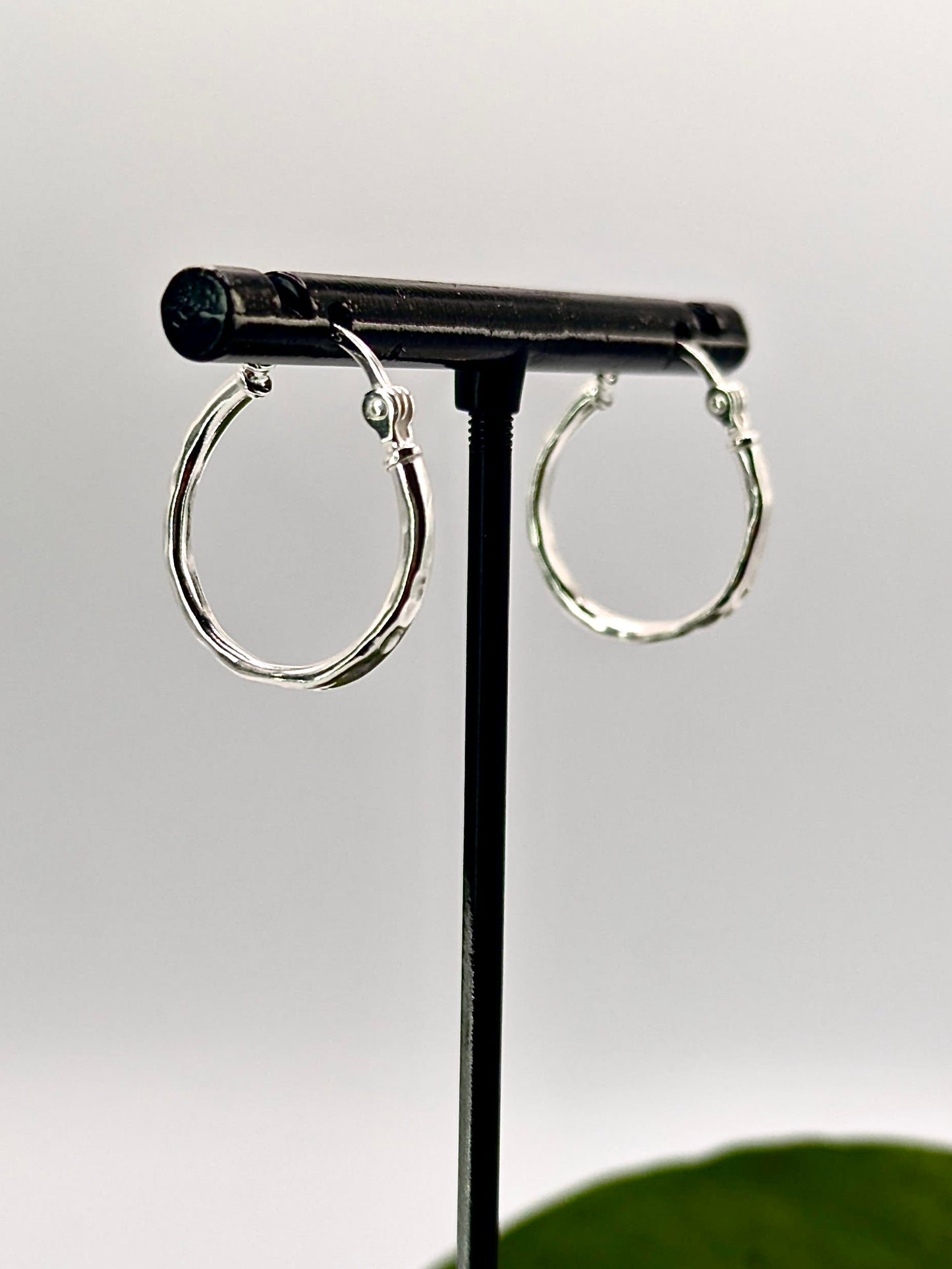 Sterling Silver Midi Organic Hoop Earrings