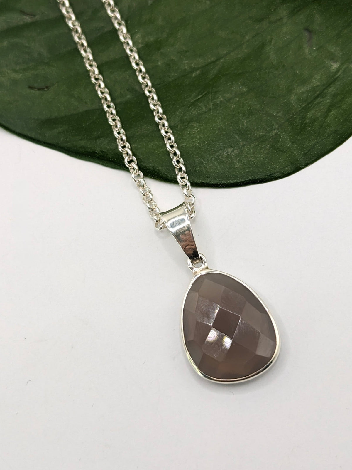Sterling Silver Grey Moonstone Necklace