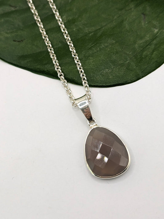 Sterling Silver Grey Moonstone Necklace