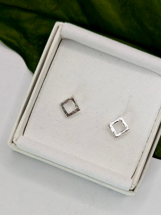 Sterling Silver Cube Stud Earrings