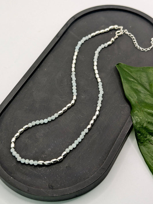Sterling Silver Aqua Chalcedony Choker
