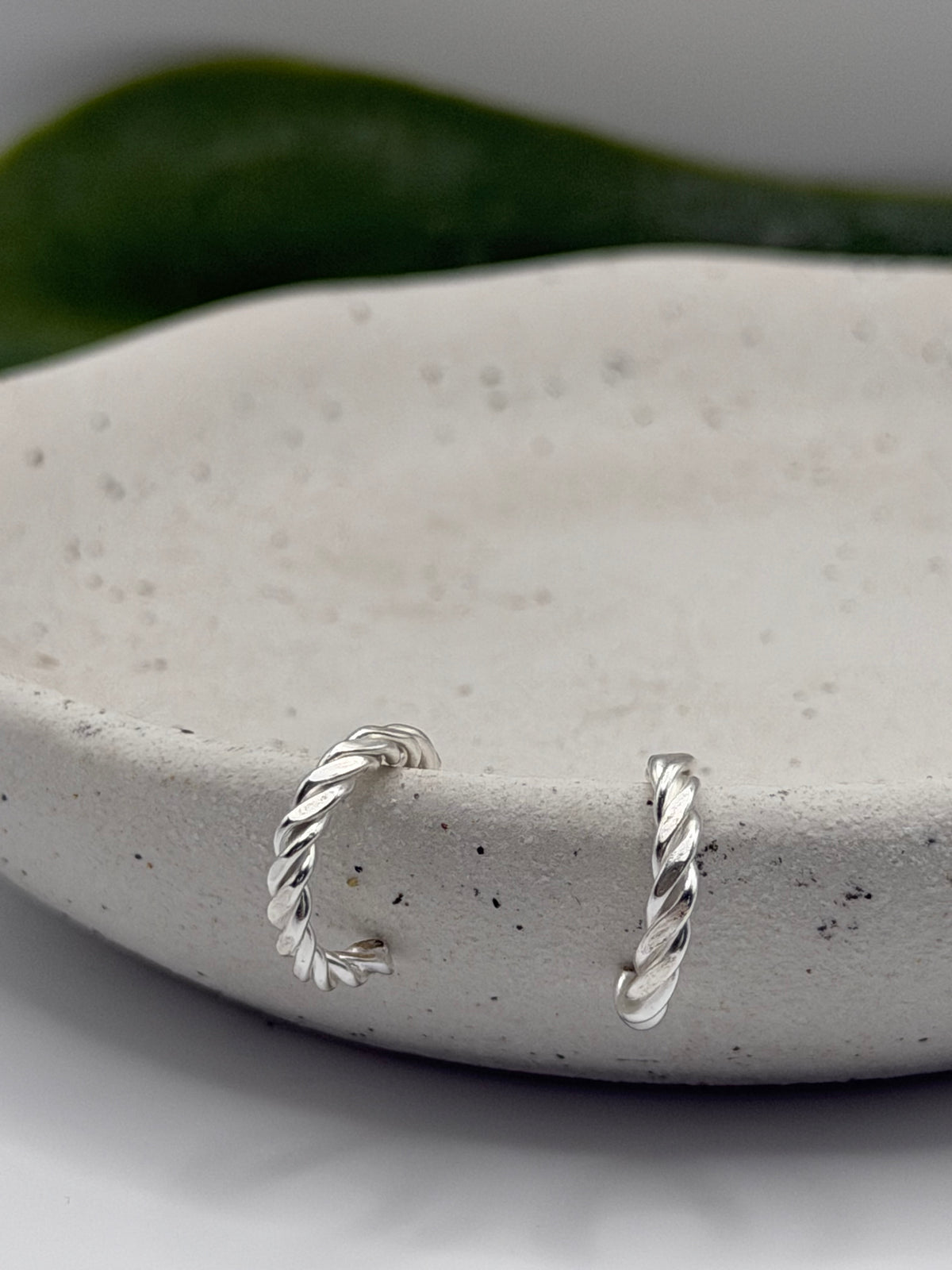 Textured sterling silver rope hoop earrings designed for everyday wear, handmade in small batches using recycled silver by Wild One Jewellery in Lincolnshire.