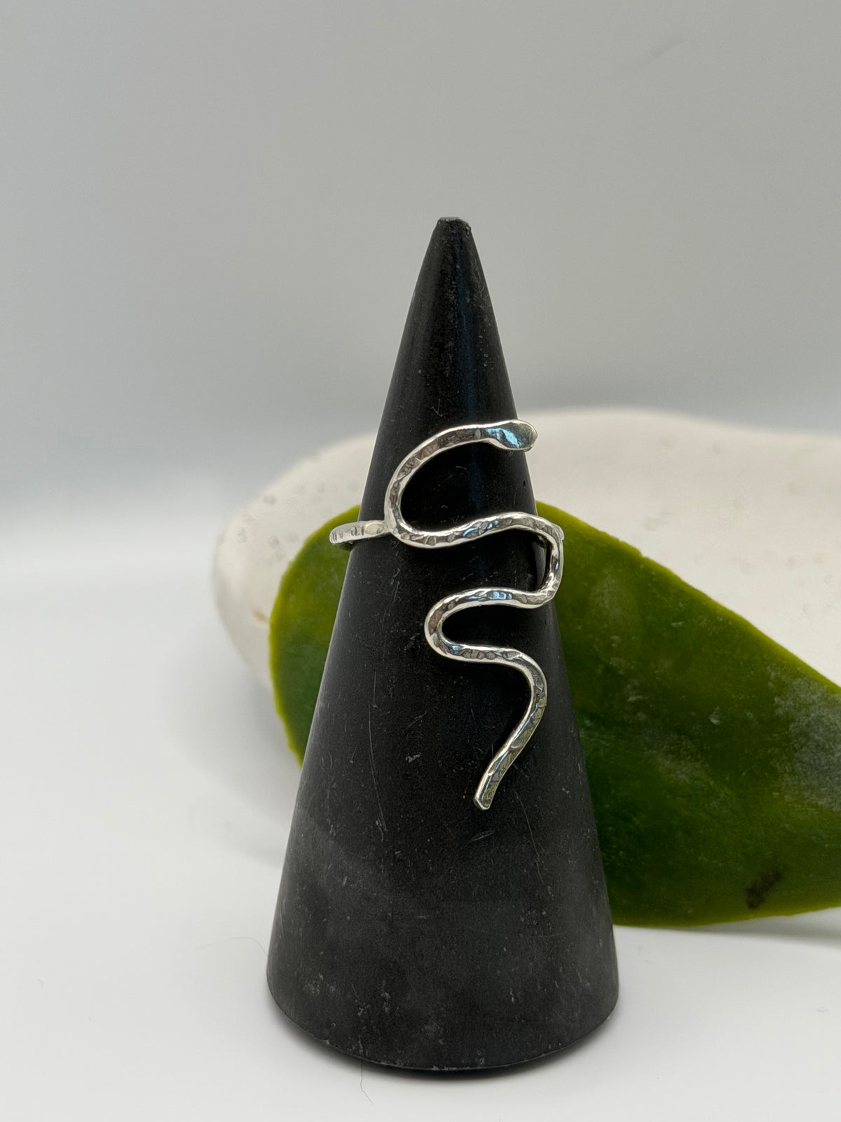 Handmade Maxi Shake ring crafted from recycled sterling silver, featuring a simple textured finish and an organic, understated design by Wild One Jewellery.