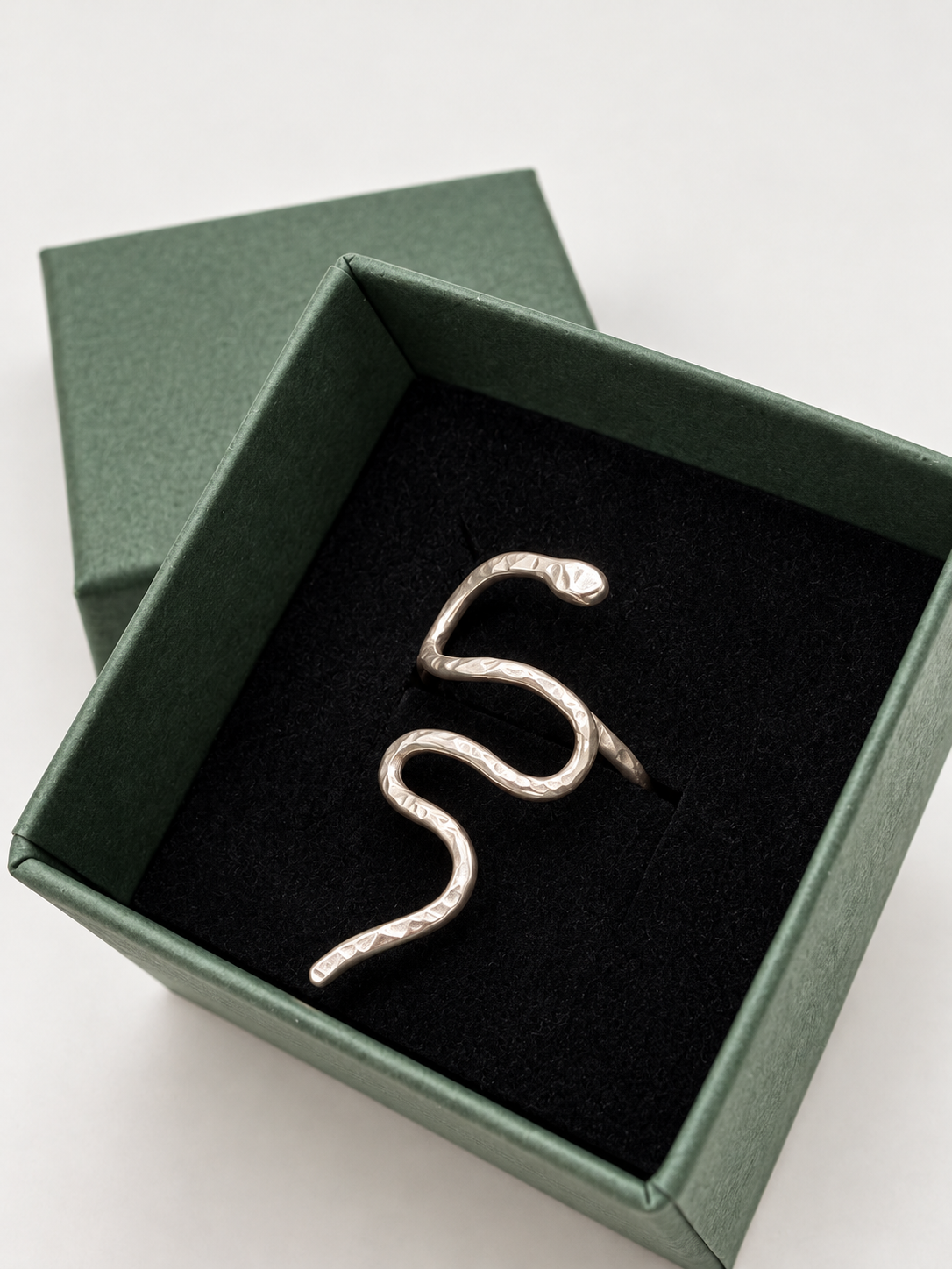 Handmade Maxi Shake ring crafted from recycled sterling silver, featuring a simple textured finish and an organic, understated design by Wild One Jewellery.