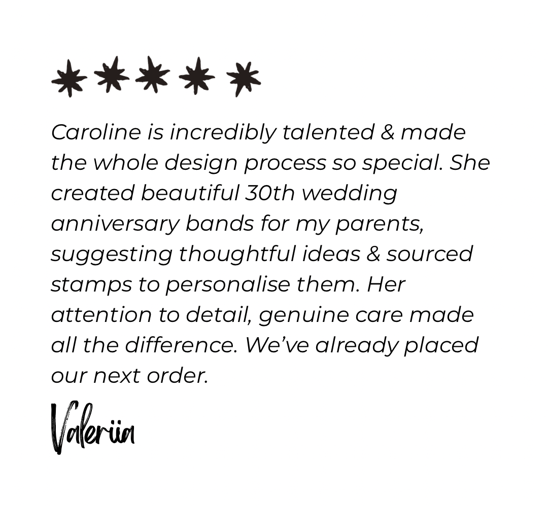 Customer review for custom anniversary rings designed by Wild One Jewellery in Lincolnshire