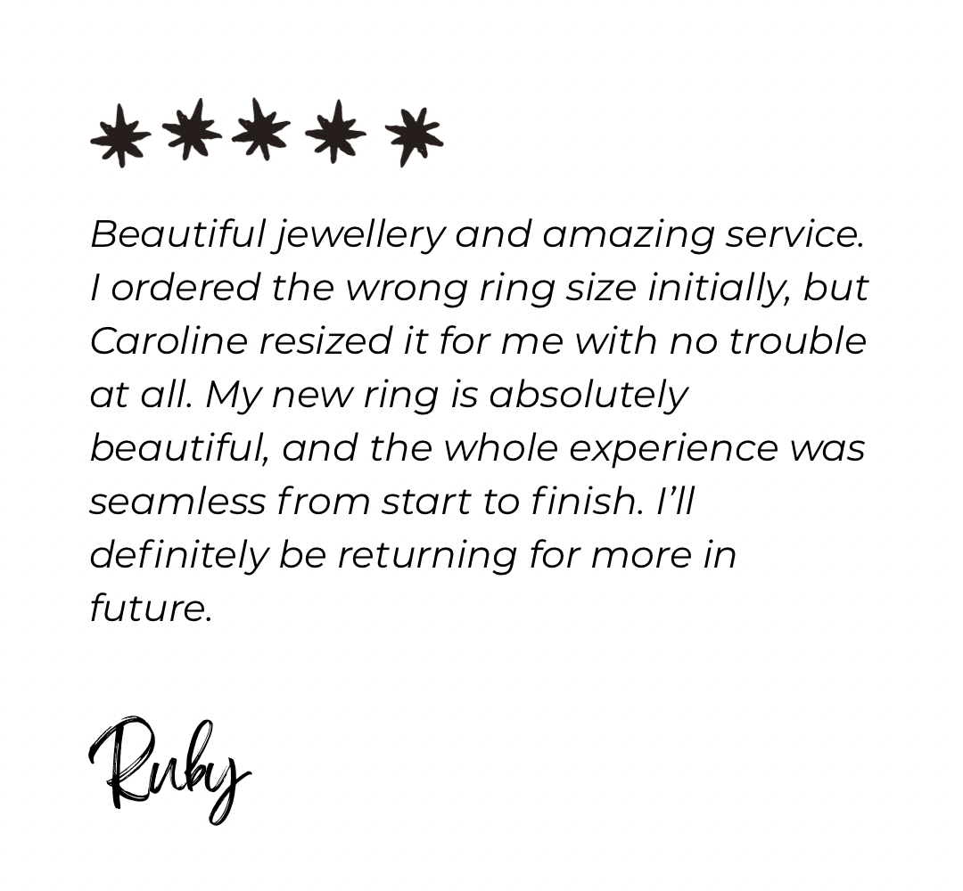 Customer review for bespoke ring purchase from Wild One Jewellery in Lincolnshire